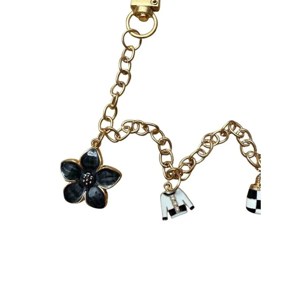 Gold Pink Floral Charm Key Holder